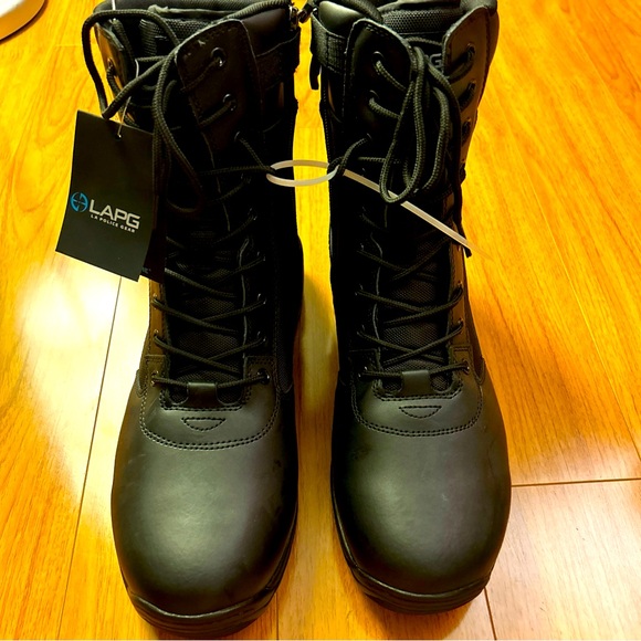 LAPG Men's Core 8" Side-Zip Tactical Work Boots, Lightweight and Durable Suede - Picture 1 of 10